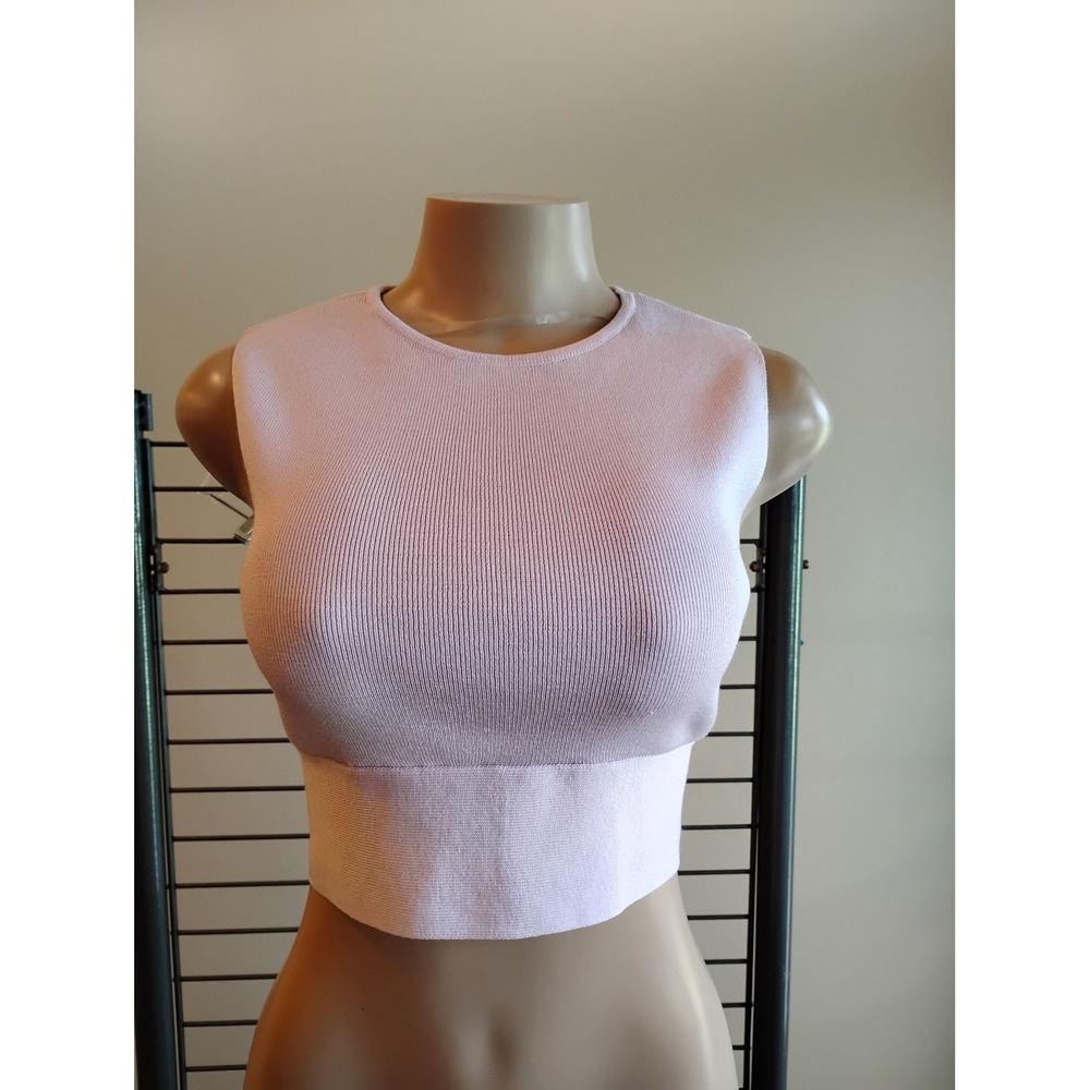 Wild Fable Lavender Knit Sleeveless Crop Top Open Tie Back XS Purple Ribbed Crew